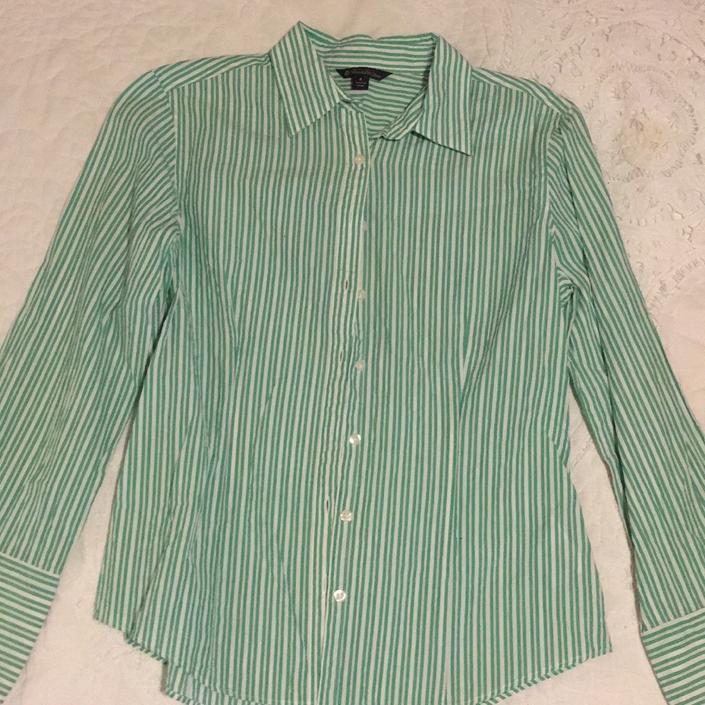 Brooks Brothers Green Stripped Button Down